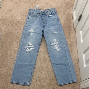Levi's light Wash Distressed Straight Leg Jeans
